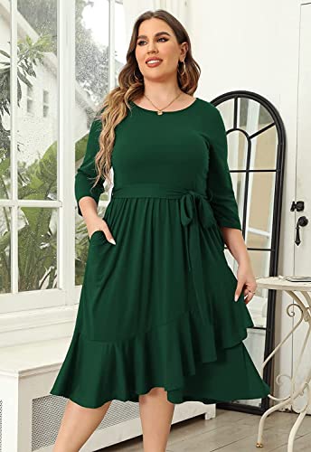 Image of TASHVIKA'S Women's Plus Size Flowy Wrap Ruffle Maxi Dress