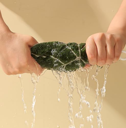Image of House of Quirk Leaf Shaped Hanging Towels Set of 2 | Soft Coral Fleece Kitchen & Bathroom Towels | Super Absorbent & Quick-Dry Decorative Cloths (Green /Yellow)