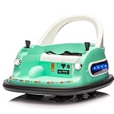 Picture of AOKOY Bumper Car for Kids & Toddlers, 12V Kids Ride On Bumping Toy Gift Toy Cars with Parent Remote Control, LED Lights and 360 Degree Spin, Blue Green