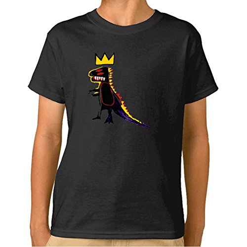 iCoup Julongcul Little Boys Girls Kids Basquiat Crown Dinosaur Cotton T-Shirt for 5-10yr Old M Black