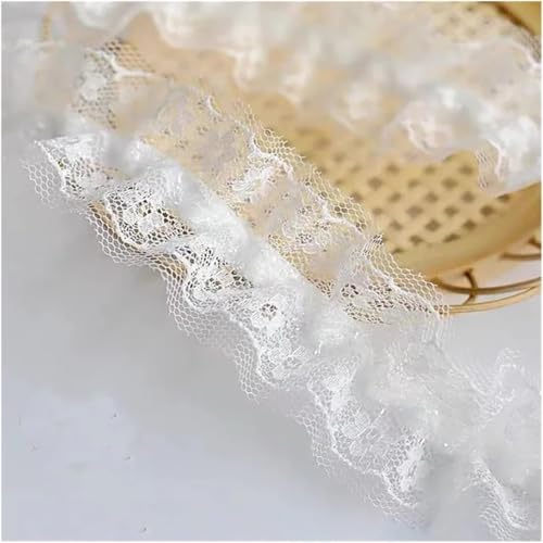 Dentelle tulle extensible brodé de 4cm large ruban Bianco élastique
