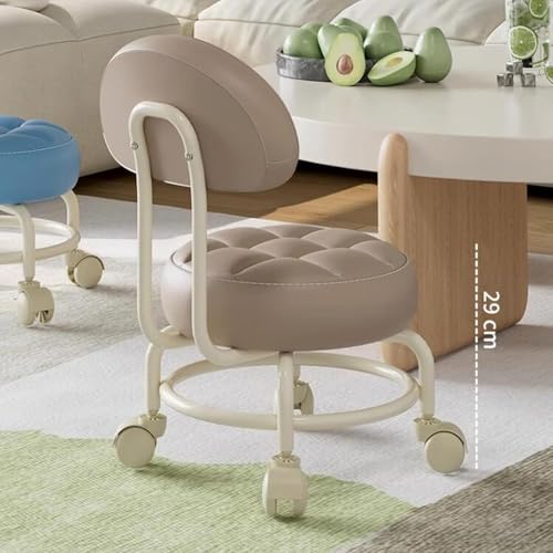 Taburete rodante de perfil bajo con respaldo, asiento giratorio sobre ruedas, enredadera mecánica para taller de garaje y taller
