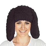 SUNTRADE Plush Bunny Beanie Hut mit Langen Ohren, Wintermütz für Frauen (DE/NL/SE/PL, Alphanumerisch, M, L, schwarz)