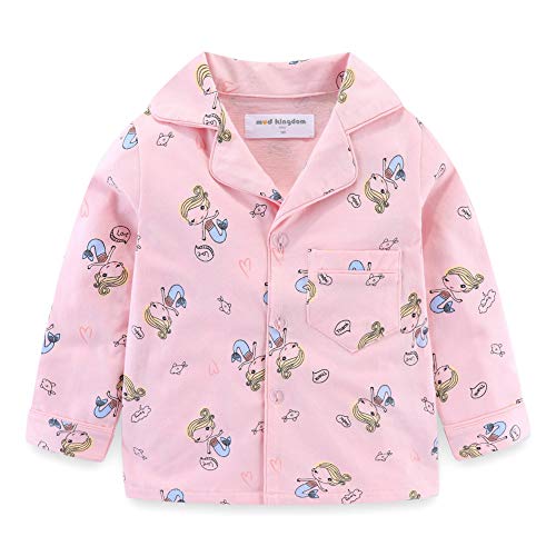 Mud Kingdom Little Boys Girls Pajamas Set Cute Funny Cartoon Button Down2