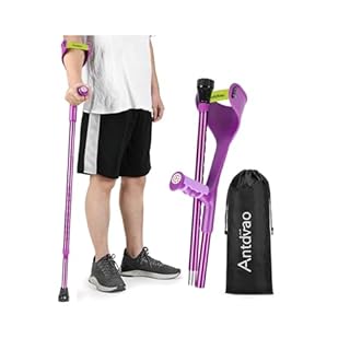 Antdvao Folding Crutch (x1 Unit) Forearm Crutch Anti-Drop Cuff Reduces The Hassle of Picking Up Forearm Crutch，Comfortable Grip and Wear-Resistant, Non-Slip Forearm Crutch (Single Violet)