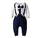 Chennie Baby Jungen 1. Geburtstag Outfits Fliege Strampelanzug Strumpfhose Gentleman Kleidung Set für Fotofotografie (Navy blau, 18-24 Monate)
