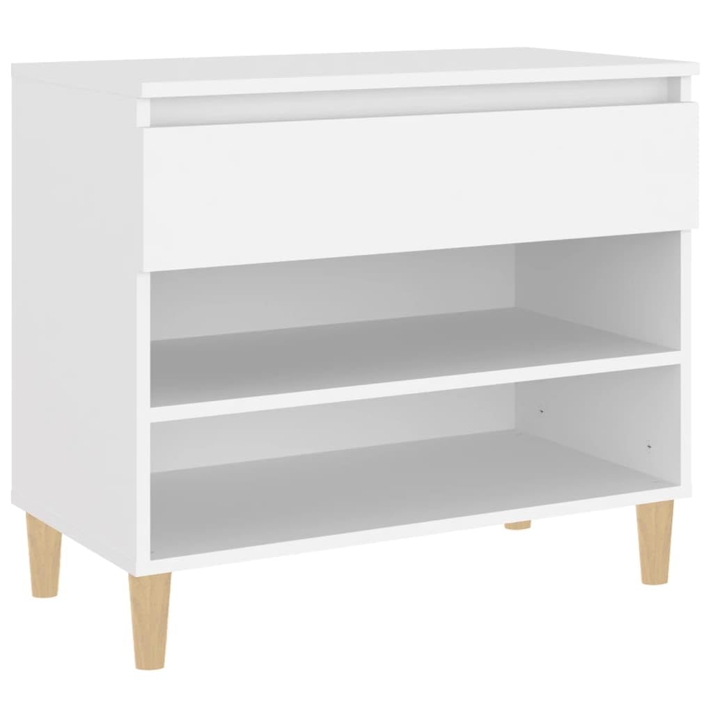 Szafka na buty z materiału drewnopochodnego, biała, 70 x 36 x 60 cm, z 2 półkami i szufladą, regał na buty do przedpokoju ze stabilną górną płytą do dekoracji, łącznie z instrukcją montażu i