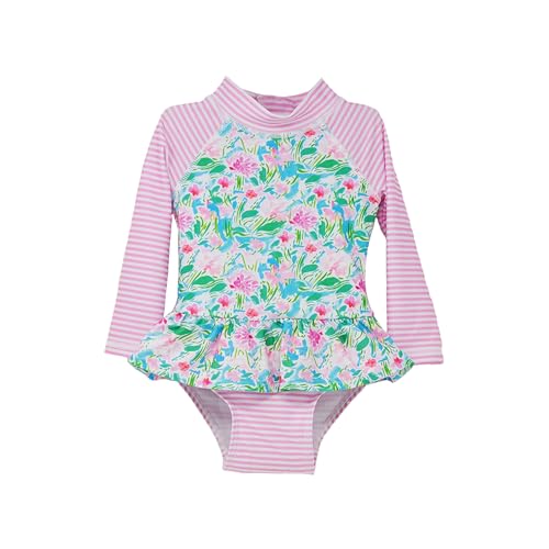 Image of Flap Happy Baby Girls' UPF 50+ Alissa Infant Ruffle Rash Guard Swimsuit