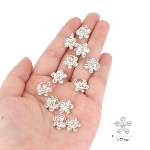 20 Piezas Mini Pinzas de Pelo con Flores de Pedrería miniatura 6