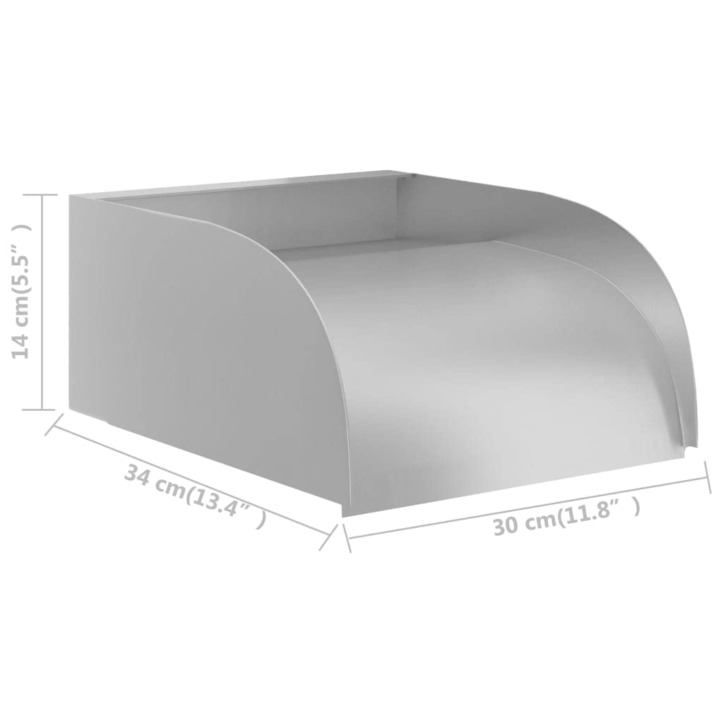 Cascata in acciaio inox, 30 x 34 x 14 cm, per laghetto e piscina, moderna fontana da giardino con attacco da 1 pollice