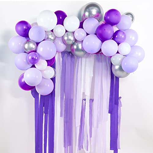 Image of PartyWoo Crepe Paper Streamers 4 Rolls 328ft, Pack of Light Purple Crepe Paper for Party, Wedding, Birthday, Baby Shower Decorations (1.8 Inch x 82 Ft /Roll)