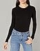 Enza Costa womens Stretch Silk Rib Fitted Long Sleeve Crew Neck Top T Shirt, Black, Small US