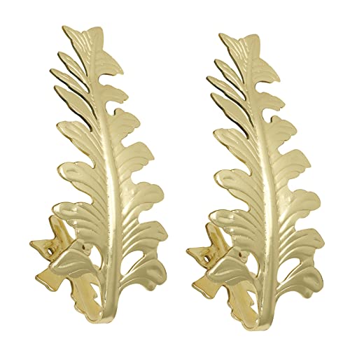 Bitray Curtain Tiebacks Gold Vintage Big Leaf Design Curtain Holdbacks Curtain Drapery Holdbacks Tie Back Hook -2Pcs #TOP29