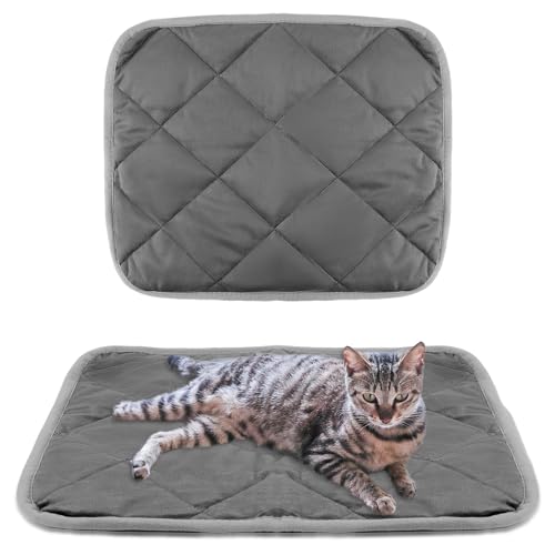 PEUTIER 2PCS Self Heating Pet Mats,Soft Self Warming Cat Bed Mat Self Heating Dog Kennel Mat Warming Pet Pad Comfortable Non Skid Cat Thermal Pads for Dogs Puppy Rabbit in Winter(15.75 x 19.69inch)