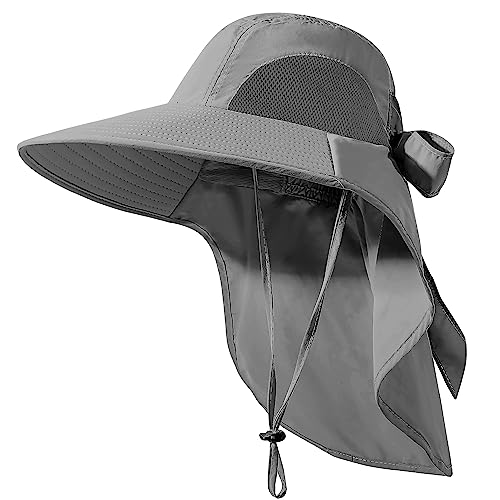 Chapéu de sol feminino, proteção UV, dobrável, impermeável, aba larga, com aba no pescoço, para verã