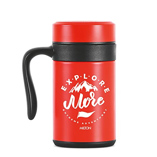 Image of MILTON Cosmic 500 Thermosteel Mug, 440 ml, Red | Stainless Steel Strainer | Hot & Cold | Vacuum Insulated | Rust Proof | Leak Proof | Tea | Coffee | Mug