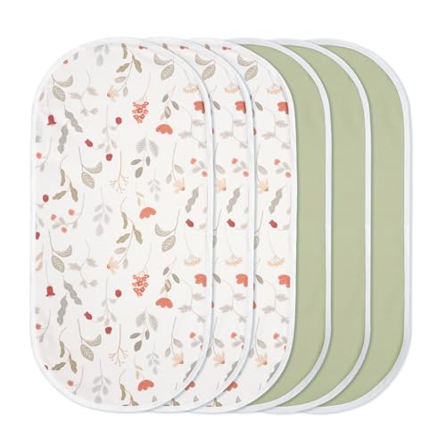 Image of TILLYOU Waterproof Changing Pad Liners 6 Pack, 100% Cotton Reusable Cloth Diaper Liners, Forest Floral