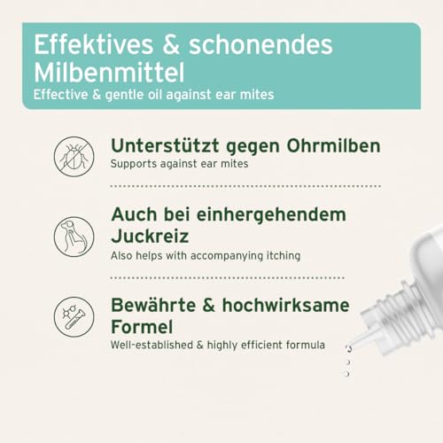 AniForte Ohrmilbenöl für Hunde, Katzen & Nagetiere 50ml – Ohrentropfen bei Juckreiz & Milben, Mittel bei Ohrmilben, Ohrenpflege & Ohrenreinigung