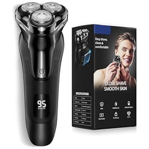 Electric Razor for Men, Shavers for Men with Pop up Trimmer and Travel Lock, Upgrade Rechargeable Rotary Beard Shavers with Led Display(Light Black)