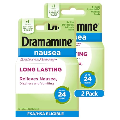 Dramamine Nausea Long Lasting, Nausea Relief, 10 Count (Pack of 2)