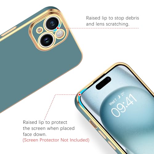 Coque iPhone 15 fine et souple antichoc bleu gris avec support