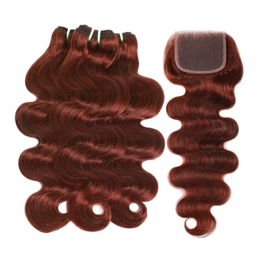 HERMOUS #33 Reddish Brown Double Drawn Bundles with 5x5 HD