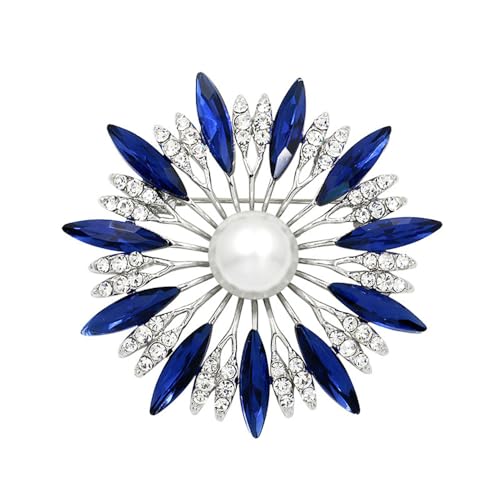 Image of Colorful Rhinestone Crystal Sunflower Brooch Pin for Women Dress Hat Decoration