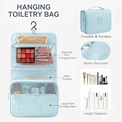 Image of MURISE Packing Cubes for Travel, 8 Pcs Suitcase Organiser Bags for Travel Essentials, Durable Luggage Organiser Set, Packing Organisers, Suitcase Organiser System for Men /Women, Lake blue