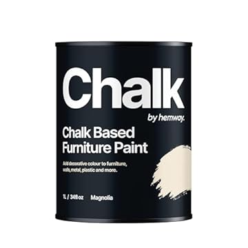 Hemway - Chalk Based Furniture Paint - Magnolia 1 L | Chalky Matt Shabby Chic Finish for Interior & Exterior Home Decor | Quick Dry & All-in-one