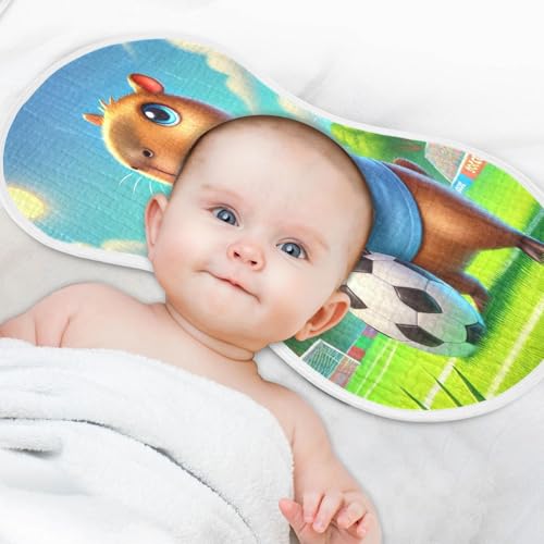 Capybara Soccer Baby Burp Cloths Muslin Soft Burp Cloth Rags Cotton Burp Clothes Absorbent for Unisex Boy Newborn Girl 1 Pack 22x11 Inches4