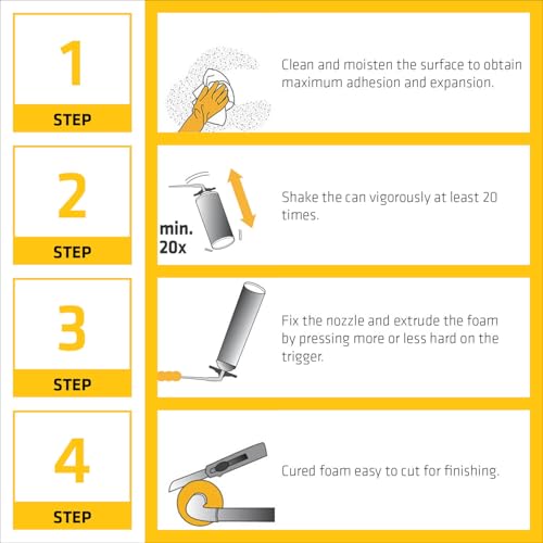Image of SIKA - Pack of 6 PU expanding foam spray - SikaBoom AP - Single component polyurethane foam - Fast curing - HFC-free - Easy to apply - 250 ml - Light Yellow