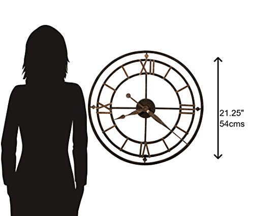 Howard Miller York Station Wall Clock 625-299 – 21.25-Inch Wrought Iron, Aged Iron Finish, Gold-Finished Accents, Round Antique Home Decor, Quartz Movement #TOP4