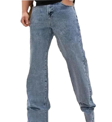 Men's Loose Jeans, Loose Straight-Leg Solid Color Fashionable Y2K Pants