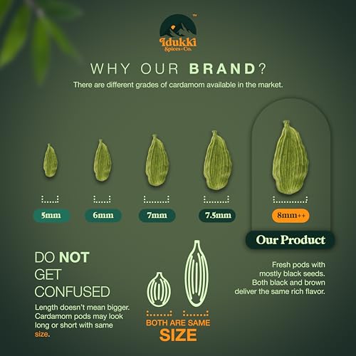 Image of Idukki Spices & Co. Green Cardamom Whole (Hari Elaichi /Ilaichi) | Bold 8mm Pods | No Artificial Colors - 500g