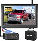 AUTO-VOX Magnetic Wireless Backup Camera for Truck & RV – 1-Minute Install, No Wiring, 1080P HD Monitor, 15-Hour Battery, Night Vision, Waterproof Trailer Camera System