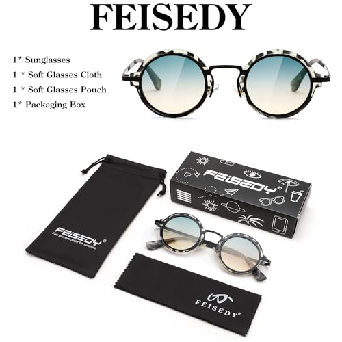 Image of FEISEDY Retro Small Round Sunglasses for Men Women Classic Vintage Hippie Circle Style UV Protection B0208