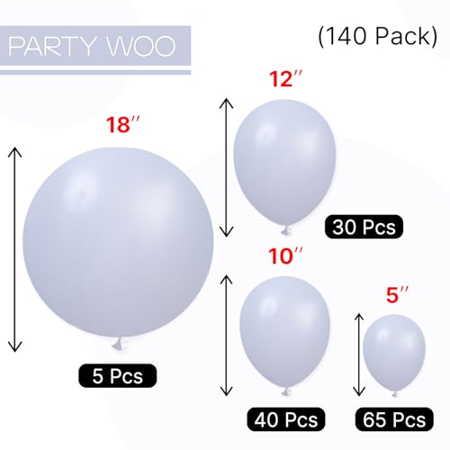 Image of PartyWoo Dusty Blue Balloons 140pcs Different Sizes Pack of 18 12 10 5 Inch Slate Blue Boho Neutral Balloon Arch Kit for Baby Shower Graduation Cat Tornado Birthday Party Decorations Blue-F51