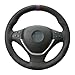 SSQDJYCopri Volante per Auto Nero Vera Pelle Scamosciata Cucito A Mano Fai da Te   per BMW E70 X5 2008-2013 E71 X6 2008-2014,Filo Blu