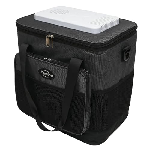 Koolatron Electric Portable Cooler Plug in 12V Car Cooler Bag, 26 qt (25 L) Black/Gray Soft-Sided Portable Car Fridge w/DC Power Cord, Adjustable Shoulder Strap, Cord Storage, Road Trip.