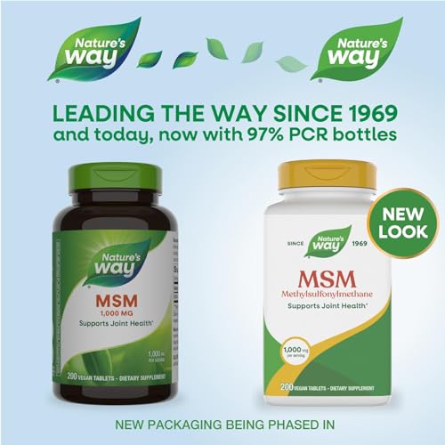 Nature's Way MSM, Supports Joint Health*, Healthy Hair & Nails*, 1000 mg per Serving, Gluten Free and Vegan, 200 Tablets (Packaging May Vary) - image 2