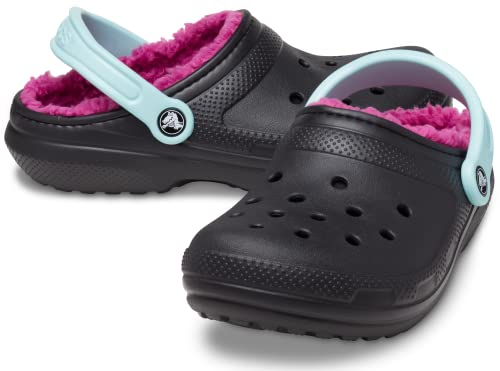 Image of Men's and Women's Classic Lined Clog | Fuzzy Slippers, Black /Pink Multi, 14 Men /16 Women