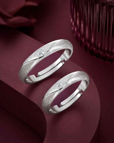 Image of Clara 925 Sterling Silver Adjustable Couple Ring for Men & Women