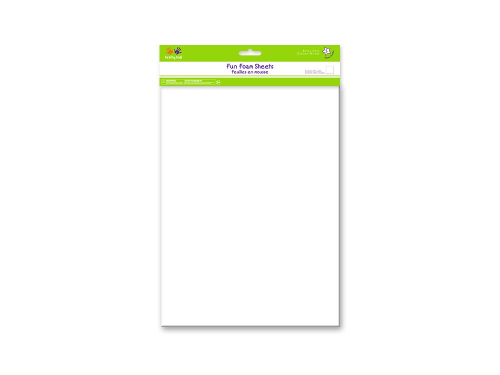 Krafty Kids GC041C 5 Piece Fun Foam Sheets, 8.5" by 11.5", White