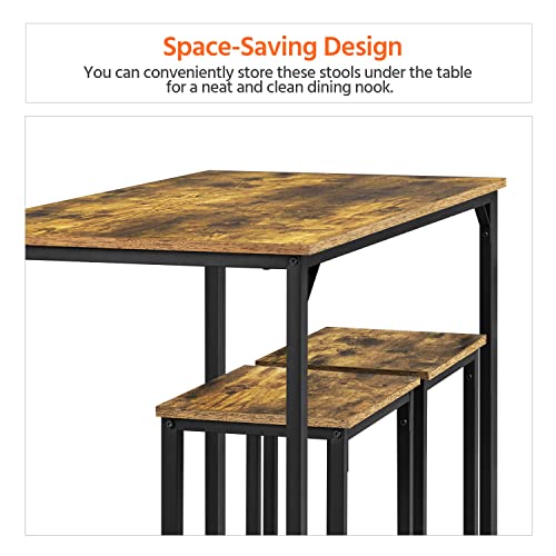 Yaheetech 3 Piece Bar Table Set, 47.5� Industrial Dining Table Set, Counter Height Table With Bar Stools Set Of 2, Kitchen Breakfast Table And Chairs For Dining Room, Living Room, Rustic Brown #TOP6