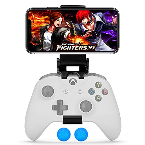 UFOPETIE Holder Compatible with MENEEA Controller Phone Foldable Clamp Holder Cellphone Stand with Adjustable Bracket,a Pair of Thumb Grips Caps