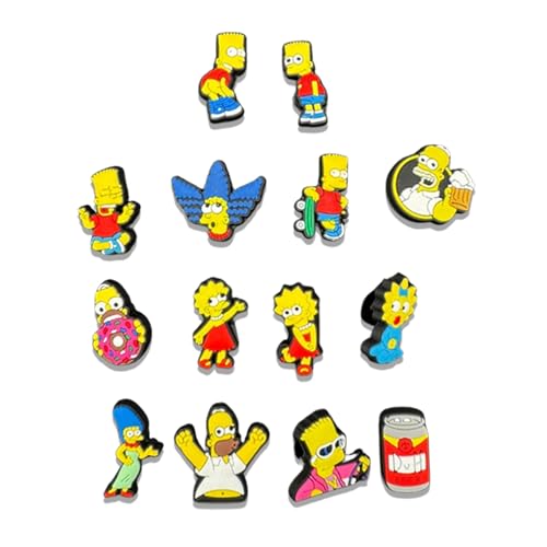 Simpsons Croc Charms Lot de 6 - Accessoires de chaussures pour crocs, jaune et multicolore - Amusant pour enfants et adultes, Plastique