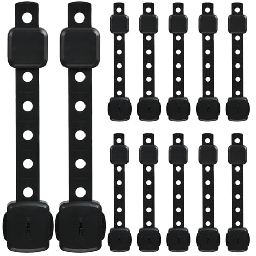 Image of Fursafe&Q Cabinet Locks Baby Proofing, Baby Drawer Safety Locks -Adhesive Child Safety Lock Straps Adjustable Door Latch for Fridge Toilet Oven No Drill Furniture Kitchen Lock