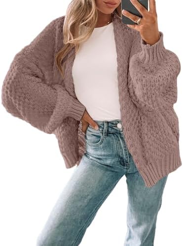 Womens Oversized Long Cardigan Sweater Fall 2025 Trendy Ladies Cute Slouchy Chunky Waffle Knit Open Front Cardigans