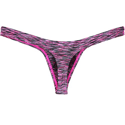 Ikingsky Men's Colorful Big Pouch Thong Underwear Sexy Low Rise Bulge Mens T-Back Under Panties (Medium, 6 Pack) #TOP5