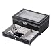 NEX Watch Case Organizer, Double-Layer Watch Box with Display Glass and Jewelry Tray Drawer